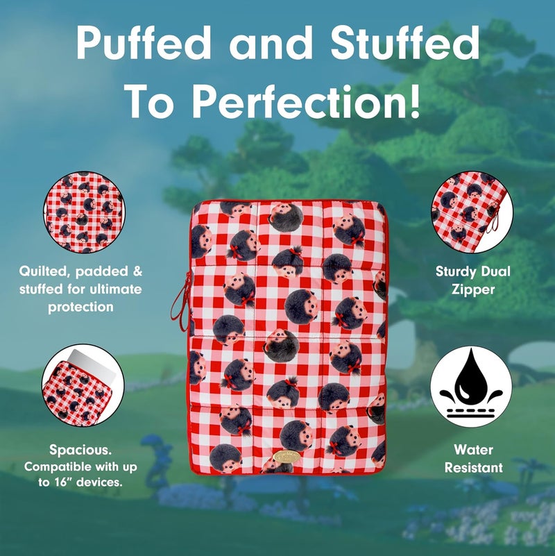 Sonix | Puffy Laptop Sleeve | 15-16 Inch, Quilted Pillow Puffer Laptop Carrying Case, Computer Sleeve | Monchhichi Check - Image 5